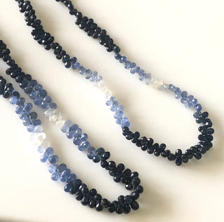 tiny 4.5mm Shaded Natural Blue Sapphire Faceted Teardrop Briolette Beads Sapphire Jewelry Sapphire Drops Sold As 16"/8.5" Strand GDS1704