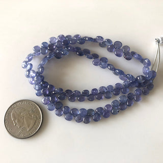 5mm To 7mm Natural Tanzanite Smooth Heart Briolette Beads, Tanzanite Heart Beads, Tanzanite Jewelry, Tanzanite Stone, 15"/7.5" GDS1706