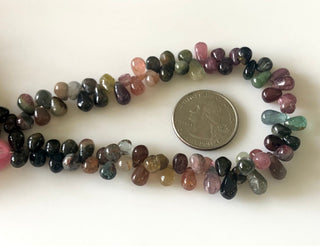 6mm To 8mm Multi Tourmaline Teardrop Briolette Beads Green Tourmaline Pink Tourmaline Drop Beads, 10 Inch/5 Inch GDS1708