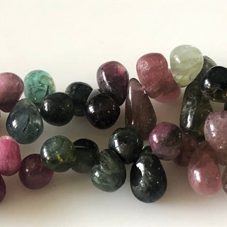 6mm To 8mm Multi Tourmaline Teardrop Briolette Beads Green Tourmaline Pink Tourmaline Drop Beads, 10 Inch/5 Inch GDS1708