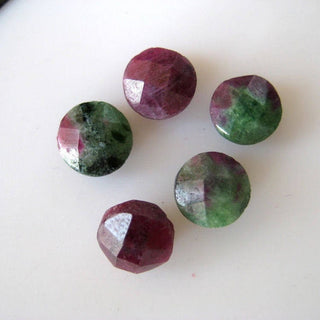10 Pieces 8mm Each Natural Ruby Zoisite Round Shaped Both Side Faceted Loose Gemstones For Jewelry BB148