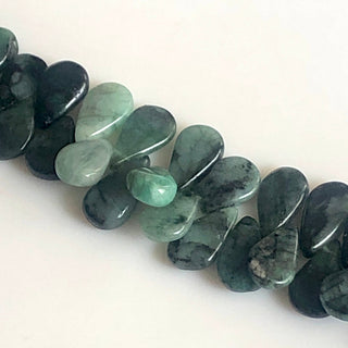 Natural Emerald Smooth Pear Briolette Beads Green Emerald Pear Beads 11mm To 17mm Emerald Beads Sold As 9 Inch & 4.5 Inch, GDS1710