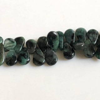 Natural Emerald Smooth Pear Briolette Beads Green Emerald Pear Beads 10mm To 14mm Emerald Beads Sold As 9 Inches, GDS1711