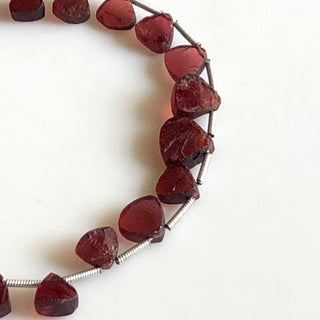 Natural Garnet Raw Rough Heart Briolette Beads January Birthstone Garnet Heart Beads 5mm To 9mm Garnet Heart Beads Sold As 9"/4.5", GDS1712