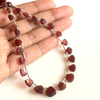 Natural Garnet Raw Rough Heart Briolette Beads January Birthstone Garnet Heart Beads 5mm To 9mm Garnet Heart Beads Sold As 9"/4.5", GDS1712