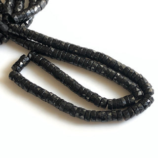 Black Spinel Faceted Round Tyre Beads Natural Black Spinel 7mm Tyre Beads Black Spinel Beads Sold As 16 Inches & 8 Inches, GDS1714