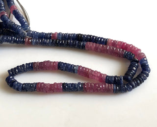 6.5mm Multi Sapphire Faceted Round Tyre Beads Glass Filled Natural Blue Sapphire Pink Sapphire Faceted Tyre Beads Sold As 16" & 8" GDS1715