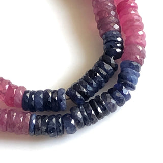 6.5mm Multi Sapphire Faceted Round Tyre Beads Glass Filled Natural Blue Sapphire Pink Sapphire Faceted Tyre Beads Sold As 16" & 8" GDS1715