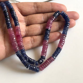 6.5mm Multi Sapphire Faceted Round Tyre Beads Glass Filled Natural Blue Sapphire Pink Sapphire Faceted Tyre Beads Sold As 16" & 8" GDS1715