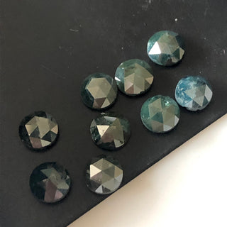 5mm To 5.5mm Blue Irradiated Rose Cut Faceted Diamond Loose, Blue Rose Cut Flat Back Cabochon, Sold As 2 Pieces/10 Pieces, DDS650/7
