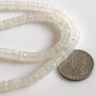 Natural Rainbow Moonstone Faceted Tyre Beads 6mm To 7mm Moonstone Round Tyre Beads Moonstone Jewelry Sold As 13 Inches & 7 Inches GDS1717