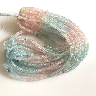 4mm Natural Multi Aquamarine Faceted Tyre Beads Pink Aquamarine Blue Aquamarine Tyre Beads Sold As 18 Inches/9 Inches Gds1720