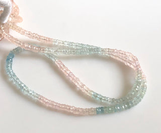 4mm Natural Multi Aquamarine Faceted Tyre Beads Pink Aquamarine Blue Aquamarine Tyre Beads Sold As 18 Inches/9 Inches Gds1720