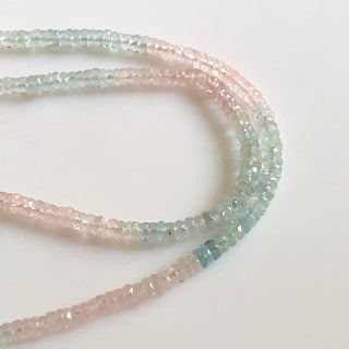 4mm Natural Multi Aquamarine Faceted Tyre Beads Pink Aquamarine Blue Aquamarine Tyre Beads Sold As 18 Inches/9 Inches Gds1720