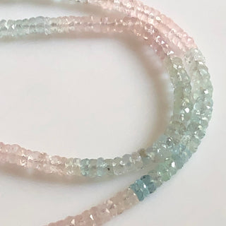 4mm Natural Multi Aquamarine Faceted Tyre Beads Pink Aquamarine Blue Aquamarine Tyre Beads Sold As 18 Inches/9 Inches Gds1720