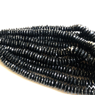 Black Spinel Faceted Round Button Beads Natural Black Spinel 9mm To 12mm Rondelle Beads Black Spinel Coin Beads Sold As 16"/8", GDS1724