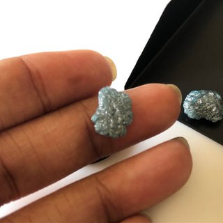 3 Pieces 10mm To 11mm Light Blue Flat Rough Raw Diamond Loose Natural Rough Diamond For Ring Earring DDS651/11