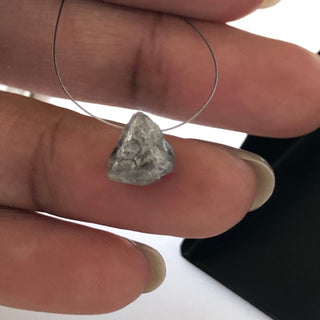 7mm Side Drilled Natural Grey Diamond Trillion Raw Rough Uncut Loose Natural Grey Triangle Conflict Free Diamond Loose, DDS649/11