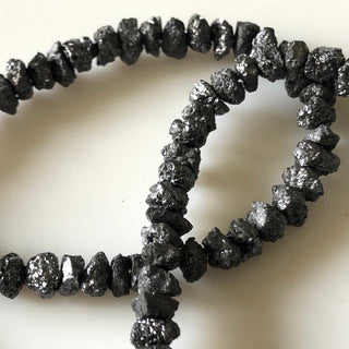 Huge 5mm To 6mm Black Uncut Raw Rough Natural Diamond Beads, 0.5mm Drill Conflict Free Earth Mined Diamond, Sold As 4/8/16 Inches, DDS649/14