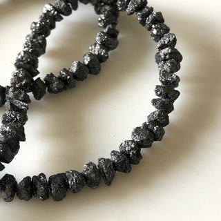 Huge 5mm To 6mm Black Uncut Raw Rough Natural Diamond Beads, 0.5mm Drill Conflict Free Earth Mined Diamond, Sold As 4/8/16 Inches, DDS649/14