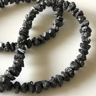 Huge 5mm To 6mm Black Uncut Raw Rough Natural Diamond Beads, 0.5mm Drill Conflict Free Earth Mined Diamond, Sold As 4/8/16 Inches, DDS649/14