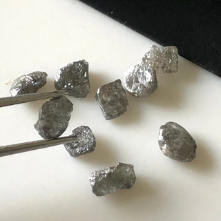 3 Pieces Clear Grey White Rough Raw Uncut Salt And Pepper Diamonds, 5mm To 7mm Smooth Skinned Clear Conflict Free Diamonds Loose, DDS649/15