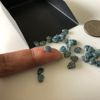 5mm Flat Blue Loose Diamonds, Natural Raw Rough Uncut Treated Blue Diamond Loose For Jewellery, Sold As 2/5/10 Pieces, D51