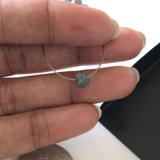 1 Piece 5mm Blue Rough Raw Natural Round Diamond Loose With 1mm Drill Blue Uncut Loose Diamond DDS654/1