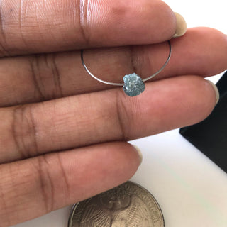 5 Pieces 5mm Blue Rough Raw Natural Round Diamond Loose With 1mm Drill Blue Uncut Loose Diamond DDS654/2