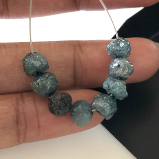 1 Piece 6mm Blue Rough Raw Natural Round Diamond Loose With 1mm Drill Blue Uncut Loose Diamond DDS654/3