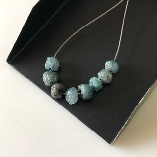 1 Piece 6mm Blue Rough Raw Natural Round Diamond Loose With 1mm Drill Blue Uncut Loose Diamond DDS654/3