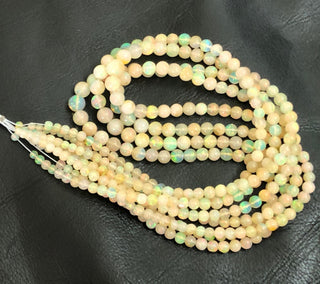 3.5mm Natural Ethiopian Welo Opal Smooth Round Beads Ethiopian Opal Fire Opal Round Beads, 17 Inch Strand, GDS1671