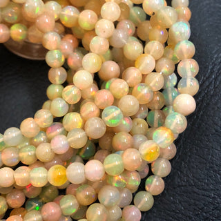 3.5mm To 6mm Natural Ethiopian Welo Opal Smooth Round Beads Ethiopian Opal Fire Opal Round Beads, 15.5 Inch Strand, GDS1673