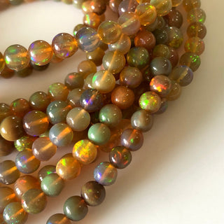 3mm To 6mm Natural Ethiopian Welo Opal Smooth Round Beads Ethiopian Opal Fire Opal Round Beads, 16 Inch Strand, GDS1674