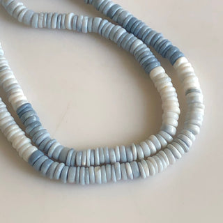 Natural Blue Opal Smooth Coin Tyre Beads Blue Opal Round Heishi Beads, 5mm Blue Opal Shaded Heishi Beads, 16"/8 Inch Strand, GDS1736