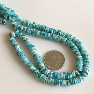 Natural Howlite Turquoise Smooth Coin Tyre Beads Blue Turquoise Round Heishi Beads, 8mm Howlite Heishi Beads, 16"/8 Inch Strand, GDS1738