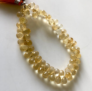 Natural Yellow Citrine Faceted Teardrop Briolette Beads 7mm to 9mm Citrine Teardrop Beads Sold As 8 Inch & 4 inch Strand, GDS1675