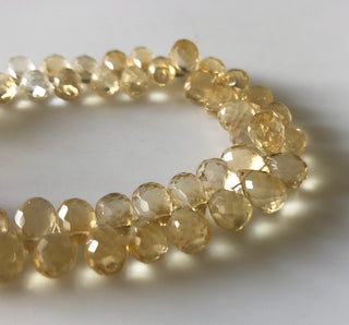 Natural Yellow Citrine Faceted Teardrop Briolette Beads 7mm to 9mm Citrine Teardrop Beads Sold As 8 Inch & 4 inch Strand, GDS1675