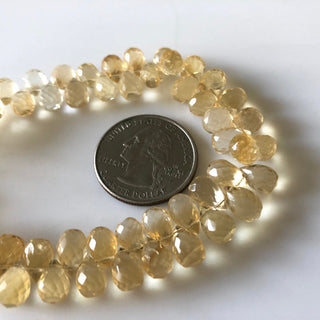 Natural Yellow Citrine Faceted Teardrop Briolette Beads 7mm to 9mm Citrine Teardrop Beads Sold As 8 Inch & 4 inch Strand, GDS1675