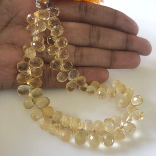 Natural Yellow Citrine Faceted Teardrop Briolette Beads 7mm to 9mm Citrine Teardrop Beads Sold As 8 Inch & 4 inch Strand, GDS1675