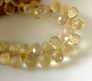 Natural Yellow Citrine Faceted Teardrop Briolette Beads 7mm to 9mm Citrine Teardrop Beads Sold As 8 Inch & 4 inch Strand, GDS1675