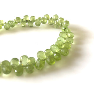 Natural Peridot Faceted Teardrop Briolette Beads 7mm To 9mm Green Peridot Teardrop Beads Sold As 8 Inches & 4 Inches, GDS1676