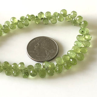 Natural Peridot Faceted Teardrop Briolette Beads 7mm To 9mm Green Peridot Teardrop Beads Sold As 8 Inches & 4 Inches, GDS1676