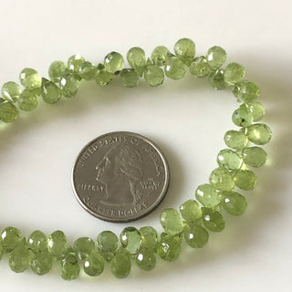 Natural Peridot Faceted Teardrop Briolette Beads 7mm To 9mm Green Peridot Teardrop Beads Sold As 8 Inches & 4 Inches, GDS1676