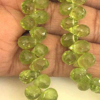 Natural Peridot Faceted Teardrop Briolette Beads 7mm To 9mm Green Peridot Teardrop Beads Sold As 8 Inches & 4 Inches, GDS1676