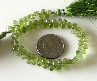 Natural Peridot Faceted Teardrop Briolette Beads 5mm To 6mm Green Peridot Teardrop Beads Sold As 8 Inches & 4 Inches, GDS1677