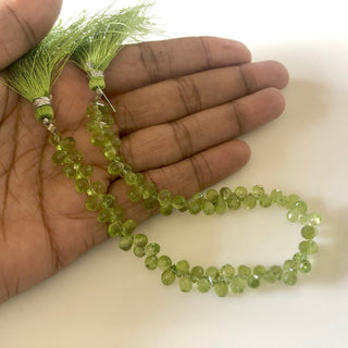 Natural Peridot Faceted Teardrop Briolette Beads 5mm To 6mm Green Peridot Teardrop Beads Sold As 8 Inches & 4 Inches, GDS1677