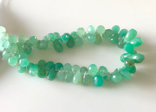 Natural Chrysoprase Faceted Teardrop Briolette Beads 9mm To 11mm Shaded Chrysoprase Teardrop Gemstone Beads Sold As 8 Inch/4 Inch GDS1678