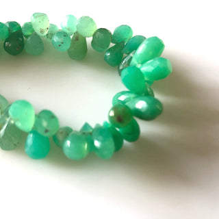 Natural Chrysoprase Faceted Teardrop Briolette Beads 9mm To 11mm Shaded Chrysoprase Teardrop Gemstone Beads Sold As 8 Inch/4 Inch GDS1678