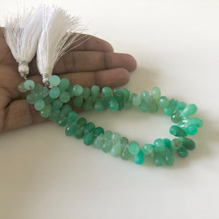 Natural Chrysoprase Faceted Teardrop Briolette Beads 9mm To 11mm Shaded Chrysoprase Teardrop Gemstone Beads Sold As 8 Inch/4 Inch GDS1678